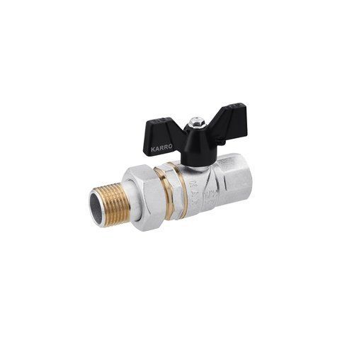 Кран-американка кульовий прямий Karro "Premium" 1/2" ВЗ PN40 метелик, нікельований CV008224 фото