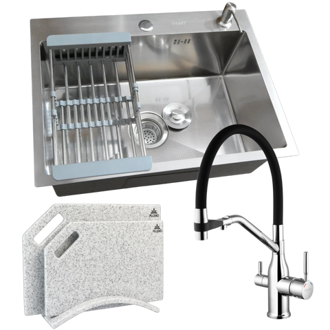 Комплект кухонної мийки Kraft KRF 6045 DECOR (3.0/1.0 мм) CS25306 фото