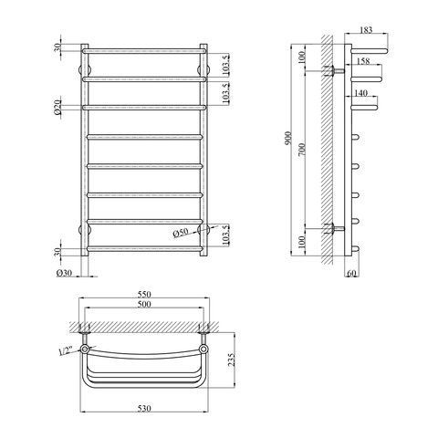 Сушарка для рушників водяна Kroner KRP Prima WT900x500-8 CV036312 фото