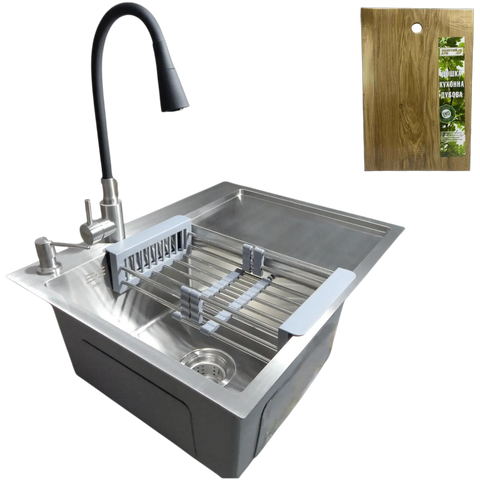 Комплект кухонної мийки Kraft Satin BRS 65х48 (3.0/1.0 мм) CS25206 фото
