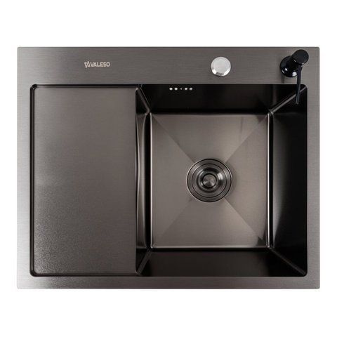 Кухонная мойка CM 58*48 R черная PVD VALESO Handmade (круглый сифон 3,0/0,8) 45898 фото