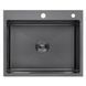 Комплект кухонної мийки Kroner KRP Schwarze 60х50HM PVD +Змішувач для кухні з гнучким виливом Kroner CS406 фото 2