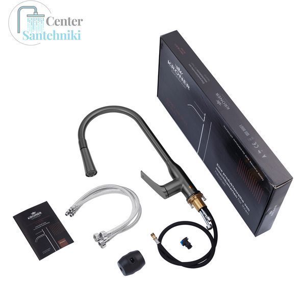 Комплект кухонної мийки Kraft HM 50х50 NANO BLACK (DECOR) PVD (3.0/1.0 мм) SМ6042 фото