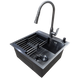 Комплект кухонної мийки Kraft HM 50х50 NANO BLACK (DECOR) PVD (3.0/1.0 мм) SМ6042 фото 3