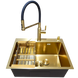 Комплект кухонной мойки Kraft NANO GOLD PVD HS 540х480 (3.0/1.0 мм) декор CS25312 фото 4