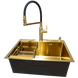 Комплект кухонной мойки Kraft NANO GOLD PVD HS 540х480 (3.0/1.0 мм) декор CS25312 фото 5