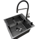 Комплект кухонной мойки Kraft NANO BLACK PVD HS50*50(3.0/1.0 мм) декор CS25262 фото 3