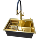 Комплект кухонной мойки Kraft NANO GOLD PVD HS 540х480 (3.0/1.0 мм) декор CS25312 фото 1