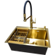 Комплект кухонной мойки Kraft NANO GOLD PVD HS 540х480 (3.0/1.0 мм) декор CS25312 фото 2