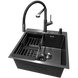 Комплект кухонной мойки Kraft NANO BLACK PVD HS50*50(3.0/1.0 мм) декор CS25262 фото 4