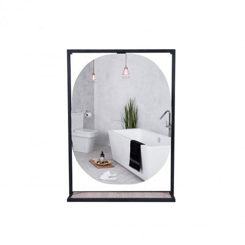 Дзеркало Qtap Taurus 600х850х1400 Black/Whitish oak з LED-підсвічуванням QT2478ZP600BWO SD00046928 фото