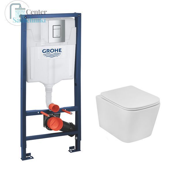 Комплект 4 в 1: Инсталляция Grohe Rapid SL 3 в 1 38772001 + Унитаз безободковый Kroner Eifel WHI483429 TORNADO с сиденьем Slim Duroplast / Soft-close / Quick relase KE483429WHIT (38772001KE483429) CV033823 фото