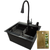 Комплект кухонної мийки Kraft KRF 4540 NANO BLACK (DECOR) PVD (3.0/1.0 мм) CS25364 фото