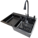 Комплект кухонной мойки Kraft NANO BLACK - 7848A RB PVD (3.0/1.0 мм) CS25114 фото 3