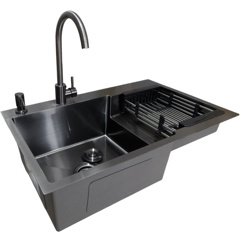 Комплект кухонної мийки Kraft&nbsp;Handmade&nbsp;- 780х480 LB&nbsp;PVD&nbsp;(3.0/1.0 мм)​​​​​​​ CS25115 фото