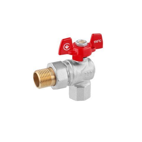 Кран-американка кульовий кутовий WaGa 1/2" PN40 метелик, нікельований CV034308 фото