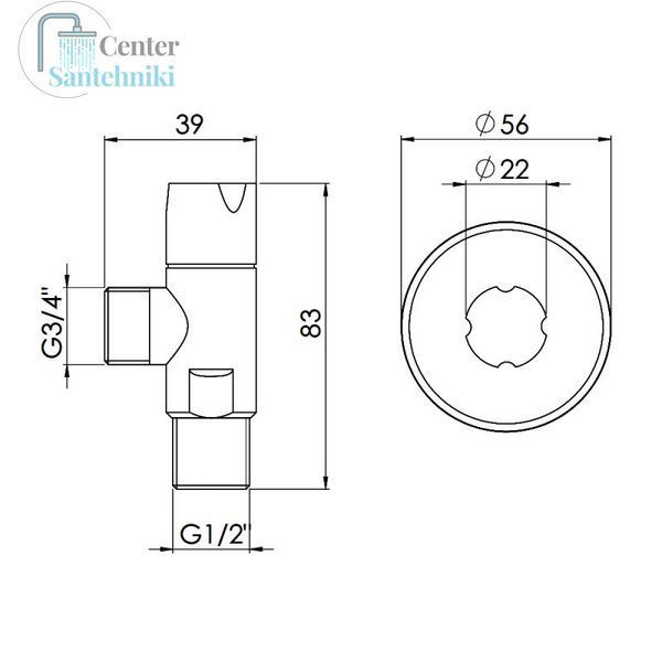 Кран кутовий Thermo Alliance Standart (ручка кругла) з керам.буксою 1/2"З х 3/4"З SF342W1520 SD00005708 фото