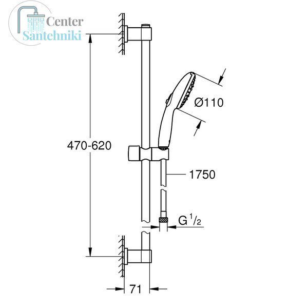 Душевой гарнитур Grohe QuickFix Vitalio Comfort 110 27948001 CV033525 фото