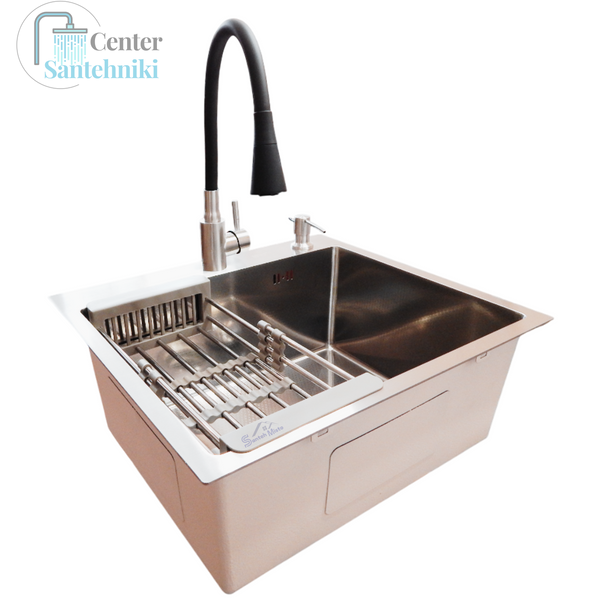 Комплект кухонної мийки Kraft KRF 5448 DECOR (3.0/1.0 мм)+(Подрібнювача Kroner - 550W) CS25198 фото