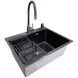Комплект кухонної мийки Kraft NANO BLACK PVD HS60*45 (3.0/1.0 мм) декор CS25098 фото 3