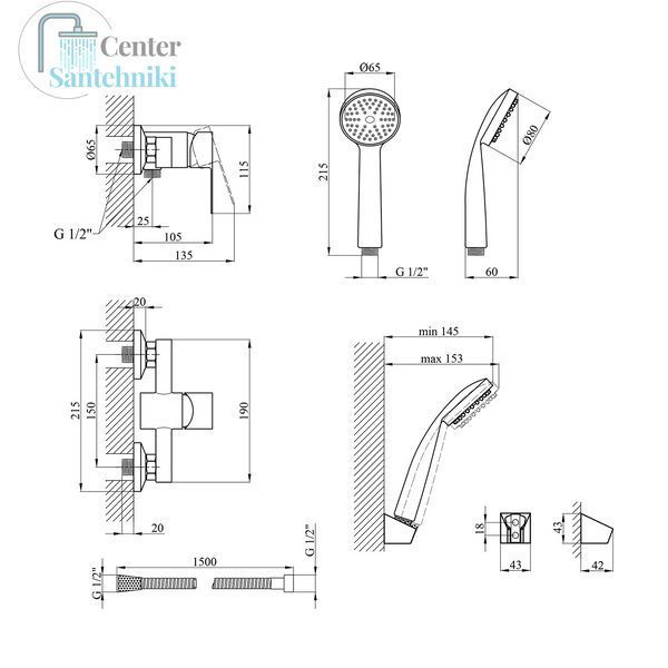 Смеситель для душа Kroner KRM Main - C050 CV018618 фото