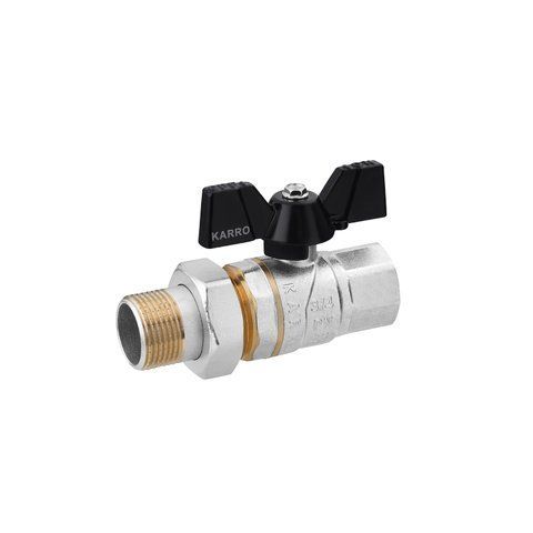 Кран-американка кульовий прямий Karro "Premium" 3/4" ВЗ PN40 метелик, нікельований CV009577 фото