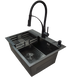 Комплект кухонной мойки Kraft NANO BLACK PVD HS60*45 (3.0/1.0 мм)+Змішувач для кухні Kroner KRP Ersel - SCH03393BLK CS25368 фото 5