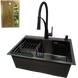 Комплект кухонной мойки Kraft NANO BLACK PVD HS60*45 (3.0/1.0 мм)+Змішувач для кухні Kroner KRP Ersel - SCH03393BLK CS25368 фото 1