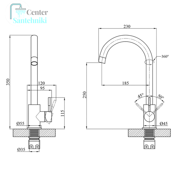 Комплект кухонної мийки Kraft KRF 4540 NANO BLACK (DECOR) PVD (3.0/1.0 мм) CS25320 фото