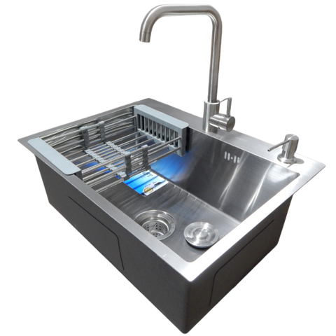 Комплект кухонной мойки Kraft HM 6045 (3.0/1.0 мм) SATIN CS16039 фото