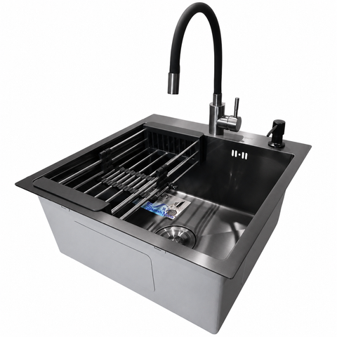 Комплект кухонної мийки Kraft -NANO BLACK 5050HM PVD CS25271 фото