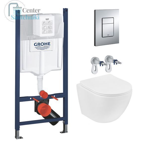 Комплект 4 в 1: Инсталляция GROHE Solido 3 в 1 3884966Q + Унитаз безободковый Kroner Harz WHI483632 TORNADO с сиденьем Slim Duroplast / Soft-close / Quick relase KH483632WHIT (3884966KH483632) CV033820 фото