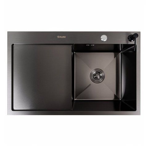 Кухонна мийка CM 78*50 R чорна PVD VALESO Handmade (круглий сифон 3,0/0,8) 45906 фото