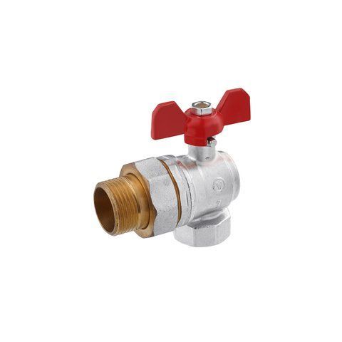 Кран-американка шаровой угловой Karro "Standart" 1" ВН PN40 бабочка, никелированный CV013652 фото