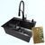 Комплект кухонной мойки Kraft NANO BLACK PVD HS60*45 декор (3.0/1.0 мм)+Змішувач для кухні Kroner KRP Ersel - SCH03393BLK CS25199 фото