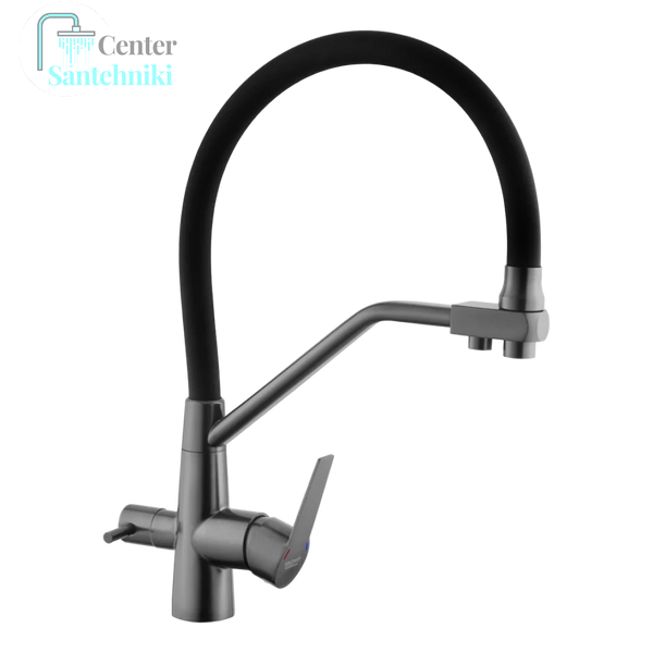 Комплект кухонної мийки Kraft HM 50х50 NANO BLACK (DECOR) PVD (3.0/1.0 мм) CS4500 фото