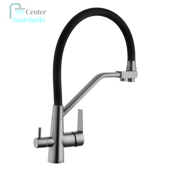 Комплект кухонної мийки Kraft HM 50х50 NANO BLACK (DECOR) PVD (3.0/1.0 мм) CS4500 фото