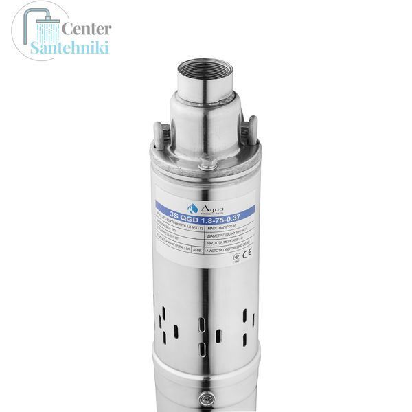 Насос глибинний шнековий Agua 3S QGD 1.8-75-0.37 Hmax 75 м Qmax 30 л/хв P 370 Вт з вбудованим конденсатором CV035071 фото
