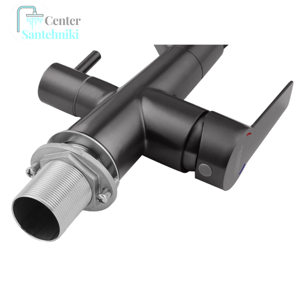 Комплект кухонної мийки Kraft HM 50х50 NANO BLACK (DECOR) PVD (3.0/1.0 мм) CS4500 фото