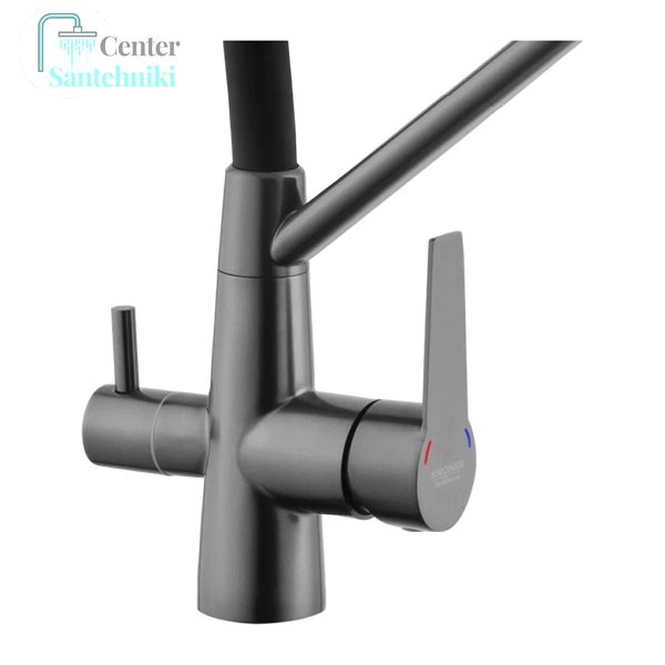Комплект кухонної мийки Kraft HM 50х50 NANO BLACK (DECOR) PVD (3.0/1.0 мм) CS4500 фото