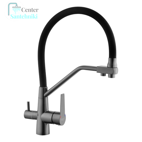 Комплект кухонної мийки Kraft HM 50х50 NANO BLACK (DECOR) PVD (3.0/1.0 мм) CS4500 фото