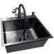 Комплект кухонної мийки Kraft HM 50х50 NANO BLACK (DECOR) PVD (3.0/1.0 мм) CS4500 фото 3