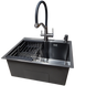Комплект кухонної мийки Kraft HM 50х50 NANO BLACK (DECOR) PVD (3.0/1.0 мм) CS4500 фото 1