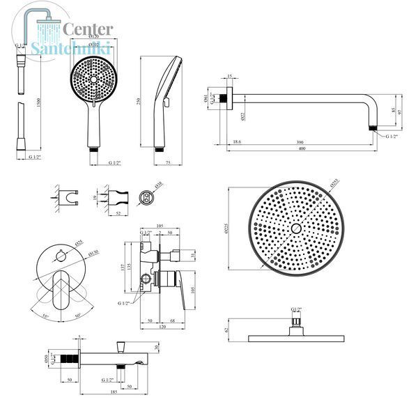 Душевая система Kroner Element 211335A-3801 CV036006 фото