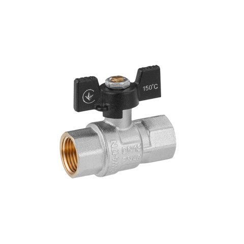 Кран шаровой Kroner 1/2" ВВ PN40 бабочка, никелированный CV033206 фото
