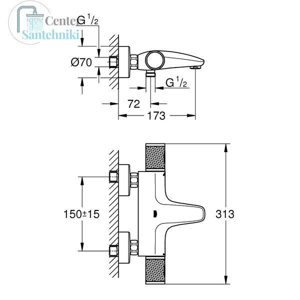 Смеситель термостатический для ванны Grohe QuickFix Precision Feel 34788000 CV033576 фото