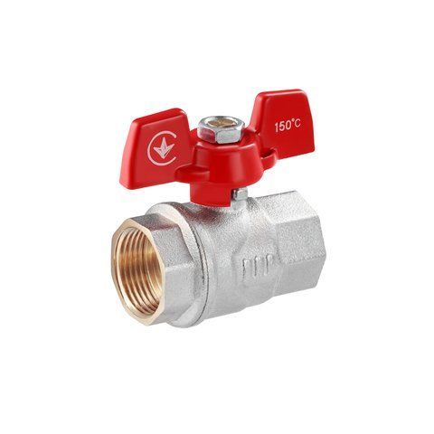 Кран шаровой WaGa 3/4" ВВ PN40 бабочка, никелированный CV034294 фото