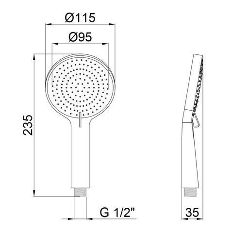 Лейка для ручного душа Qtap Rucni 115 мм округлая QTRUCA116O3PCW Chrome SD00041901 фото