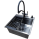 Комплект кухонної мийки Kraft NANO BLACK PVD HS 500х500мм (3.0/1.0 мм)+Змішувач для кухні з підключенням до фільтра Pllen&oacute; Lazio ST19 nero CS21504 фото 6