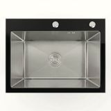 Кухонная мойка 60*45 стеклянная BLACK GLASS VALESO Handmade 53378 фото